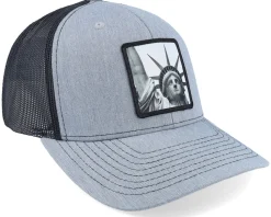 Trucker-Public Domain Statue Of Liberty Heather Grey/Black Trucker -