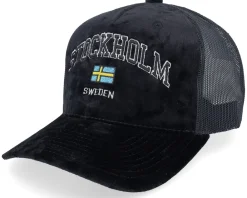 Velvet Caps-Iconic Stockholm Sweden Velvet Black Trucker -