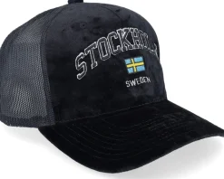 Velvet Caps-Iconic Stockholm Sweden Velvet Black Trucker -