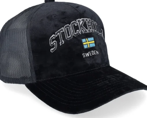 Velvet Caps-Iconic Stockholm Sweden Velvet Black Trucker -