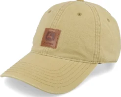 Dad Cap-John Deere Stone Washed Logo Light Brown Dad Cap -