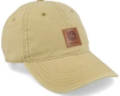 Dad Cap-John Deere Stone Washed Logo Light Brown Dad Cap -