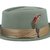 Pork Pie Hats-Brixton Stout Light Moss/Coffee Diamond Pork Pie -