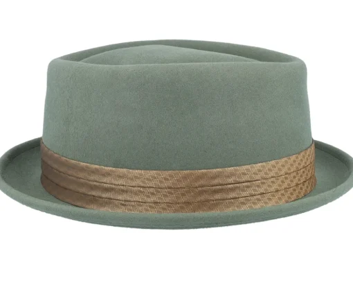 Pork Pie Hats-Brixton Stout Light Moss/Coffee Diamond Pork Pie -