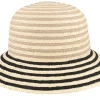 New Seeberger Straw edged clock Linen/Black Straw Hat - Beige