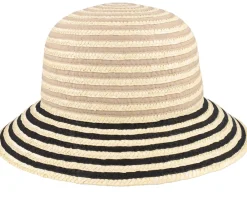 New Seeberger Straw edged clock Linen/Black Straw Hat - Beige