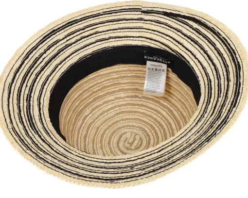New Seeberger Straw edged clock Linen/Black Straw Hat - Beige