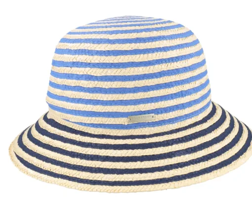 Clearance Seeberger Straw edged clock Linen/Ink Blue Straw Hat - Beige