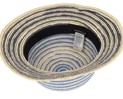 Clearance Seeberger Straw edged clock Linen/Ink Blue Straw Hat - Beige