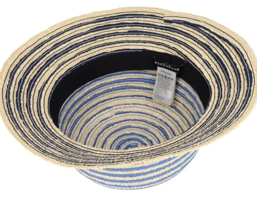 Clearance Seeberger Straw edged clock Linen/Ink Blue Straw Hat - Beige
