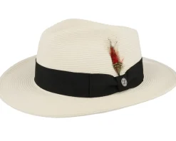 New Jaxon & James Summer C-crown Fedora Straw Hat - White