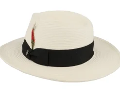 New Jaxon & James Summer C-crown Fedora Straw Hat - White