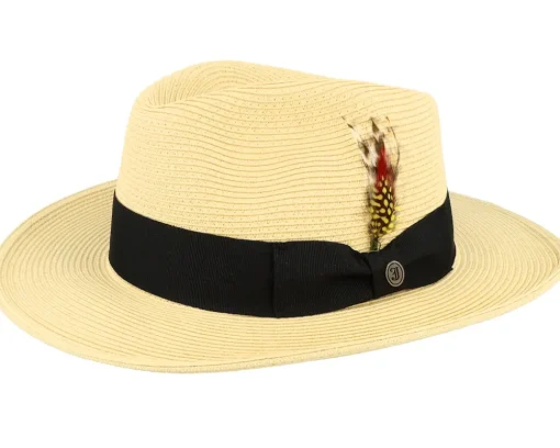 New Jaxon & James Summer C-crown Fedora Straw Hat - White