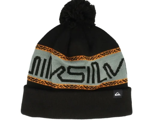 Pom Beanies-Quiksilver Summit Beanie True Pom - Black