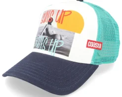 Trucker-Coastal Sun's Up White/Navy/Turquoise Trucker -