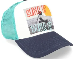 Trucker-Coastal Sun's Up White/Navy/Turquoise Trucker -