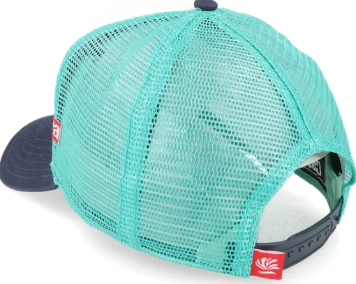 Trucker-Coastal Sun's Up White/Navy/Turquoise Trucker -