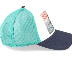 Trucker-Coastal Sun's Up White/Navy/Turquoise Trucker -