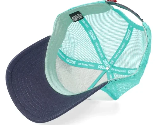 Trucker-Coastal Sun's Up White/Navy/Turquoise Trucker -