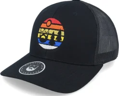 Trucker-Bearded Man Sunset Logo Black Trucker -
