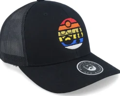 Trucker-Bearded Man Sunset Logo Black Trucker -