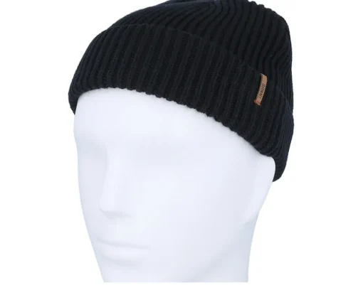 Online Djinns Super Rip Knit Black Short Beanie -