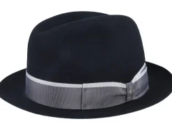 New Borsalino Superfine Wool Black Fedora -