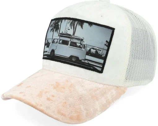 Velvet Caps-Calza Pennello Surf Van Velvet /Peach/Ivory A-frame Trucker - White