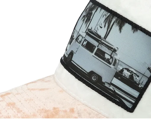 Velvet Caps-Calza Pennello Surf Van Velvet /Peach/Ivory A-frame Trucker - White