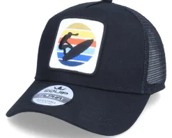 Trucker-Iconic Surfer Sunset Logo Patch Black Trucker -