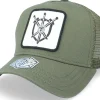 Trucker-Critiql Hit Sword Shield Dice Patch Olive Trucker -