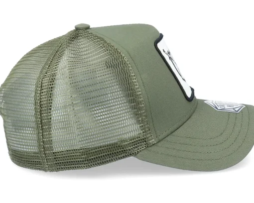 Trucker-Critiql Hit Sword Shield Dice Patch Olive Trucker -