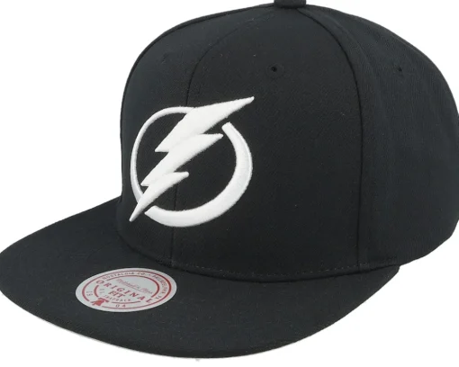 Best Mitchell & Ness Tampa Bay Lightning Evergreen Black White Cap Black Snapback -