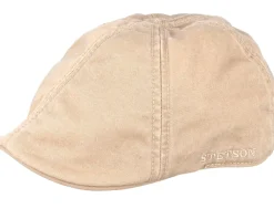 Flat Caps-Stetson Texas Cotton Beige Flat Cap -