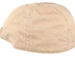 Flat Caps-Stetson Texas Cotton Beige Flat Cap -