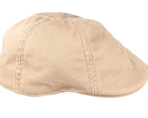 Flat Caps-Stetson Texas Cotton Beige Flat Cap -
