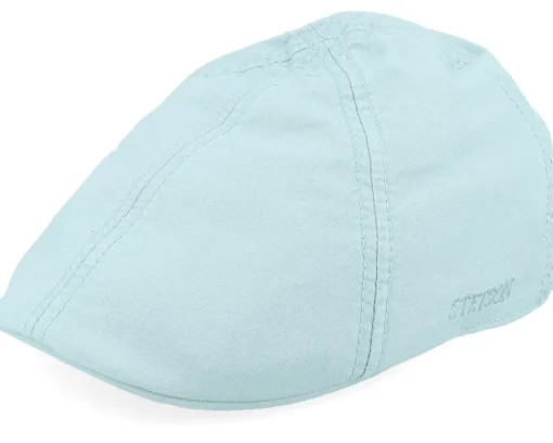 Flat Caps-Stetson Texas Delave Organic Cotton Dusk Blue Flat Cap -