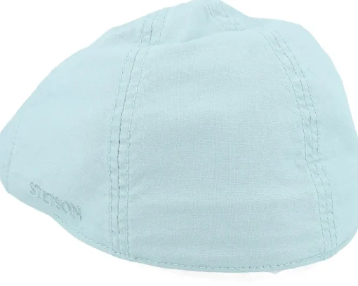 Flat Caps-Stetson Texas Delave Organic Cotton Dusk Blue Flat Cap -