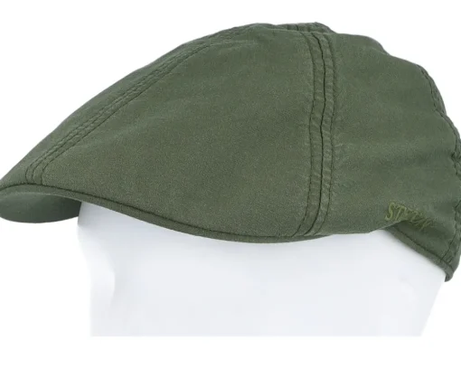 Sale Stetson Texas Delave Organic Cotton Forest Green Flat Cap -