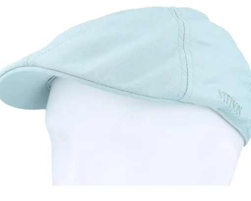 Flat Caps-Stetson Texas Delave Organic Cotton Dusk Blue Flat Cap -