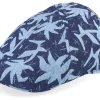Hot Stetson Texas Denim Blue Denim With Palms Print Flat Cap -