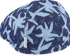 Hot Stetson Texas Denim Blue Denim With Palms Print Flat Cap -