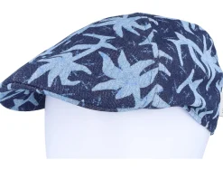 Hot Stetson Texas Denim Blue Denim With Palms Print Flat Cap -