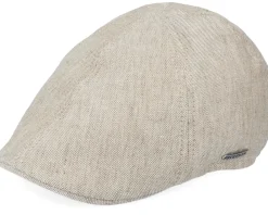 Flat Caps-Stetson Texas Linen Beige Flat Cap -