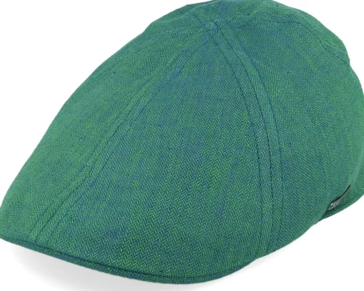 Online Stetson Texas Linen Herringbone Green Flat Cap -