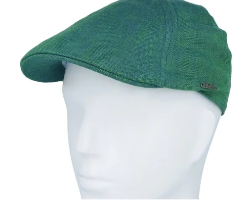 Online Stetson Texas Linen Herringbone Green Flat Cap -