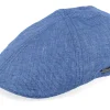 Flat Caps-Stetson Texas Linen Stripe Blue With White Stripe Flat Cap -