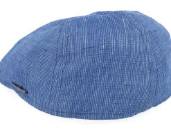 Flat Caps-Stetson Texas Linen Stripe Blue With White Stripe Flat Cap -