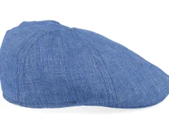 Flat Caps-Stetson Texas Linen Stripe Blue With White Stripe Flat Cap -