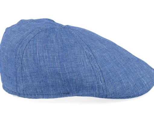 Flat Caps-Stetson Texas Linen Stripe Blue With White Stripe Flat Cap -